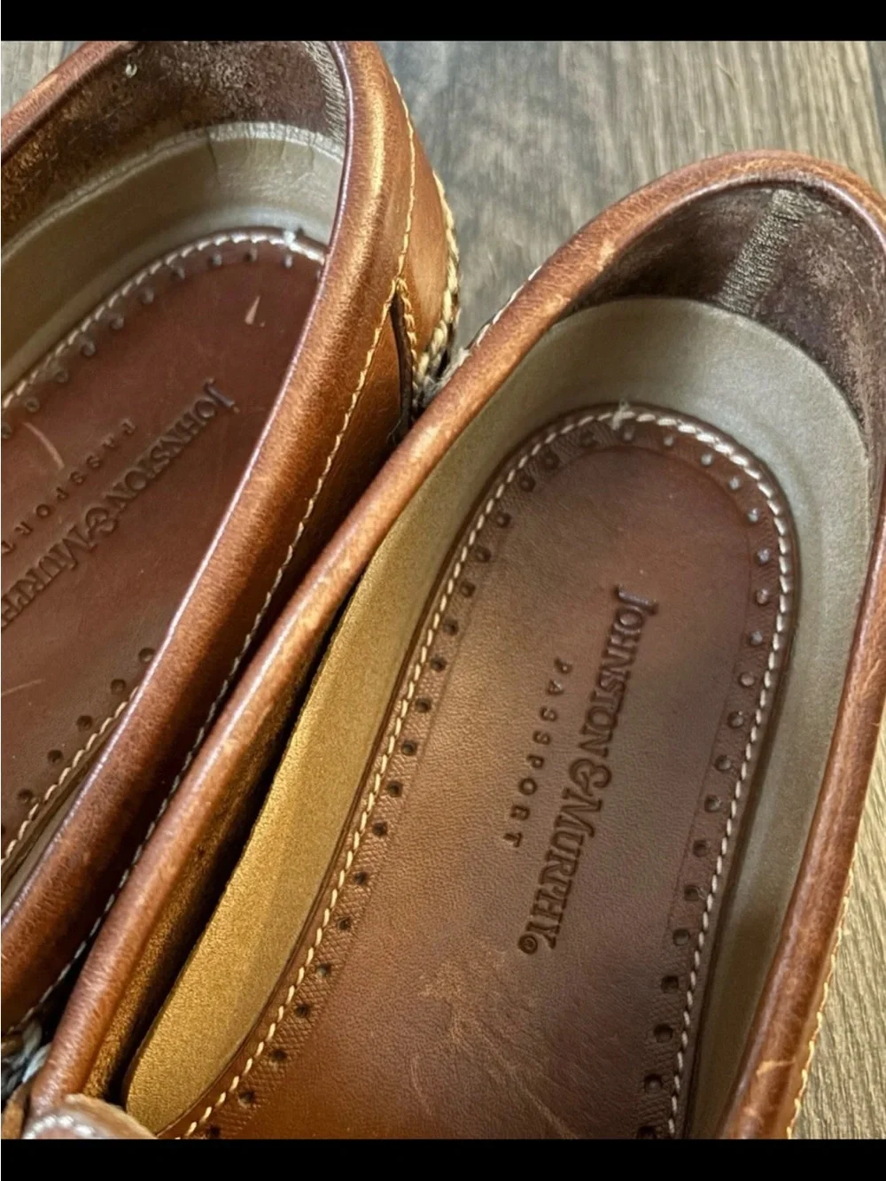 Johnston & Murphy Men’s Classic Brown Basket Weave Leather Penny Loafers Sz 8 D